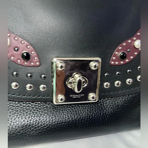 Coach Drifter Grace Pebbled & Suede Leather Studded Framed Satchel NWOT HTF RARE - Picture 9 of 16